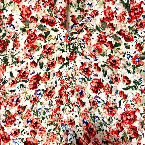 Carolina Belle Pink White Green Floral Short Sleeve Hi-Low Blouse Sz 1X - Picture 6 of 6